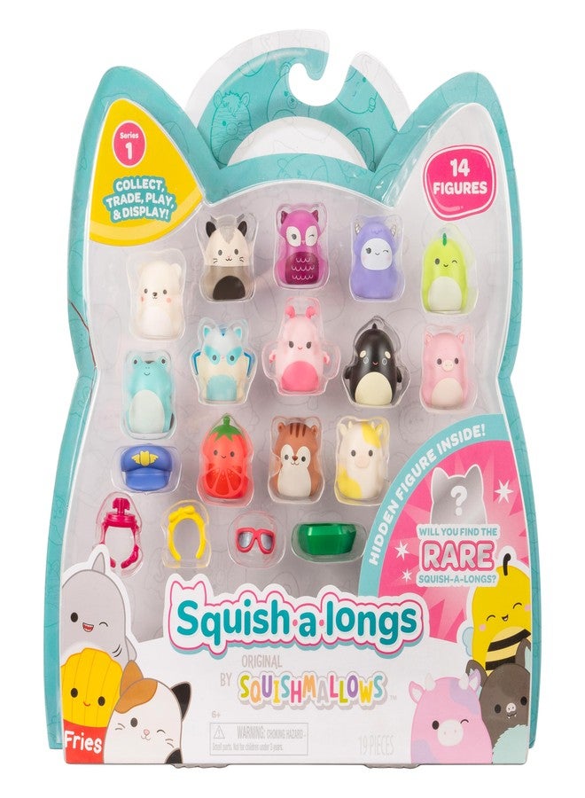 SQUISH-A-LONGS 14 Pack - 1” Mini-Squish with 4 Accessories, 1 Ring, and a Collector’s Guide - Collect, Trade, & Play - Image 1